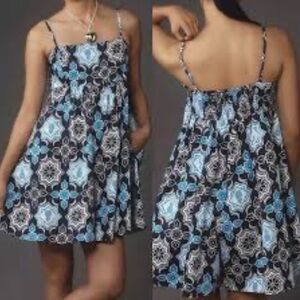 Anthropologie Hutch Bandeau Romper in Blue Print Size XL NWOT